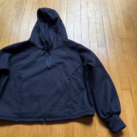 PrAna Size S Nautical Blue Navy Ziller Wool Blend Cropped Hoodie Sweatshirt - Picture 5 of 15